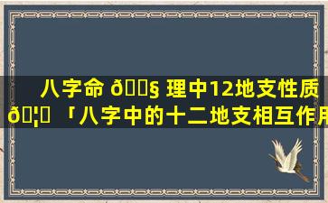 八字命 🐧 理中12地支性质 🦍 「八字中的十二地支相互作用」